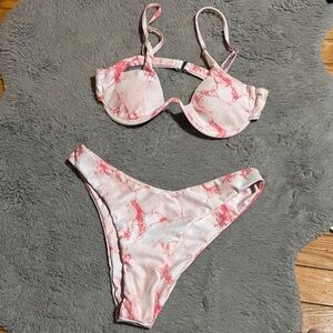 SHEIN Pink Marble Bikini Set